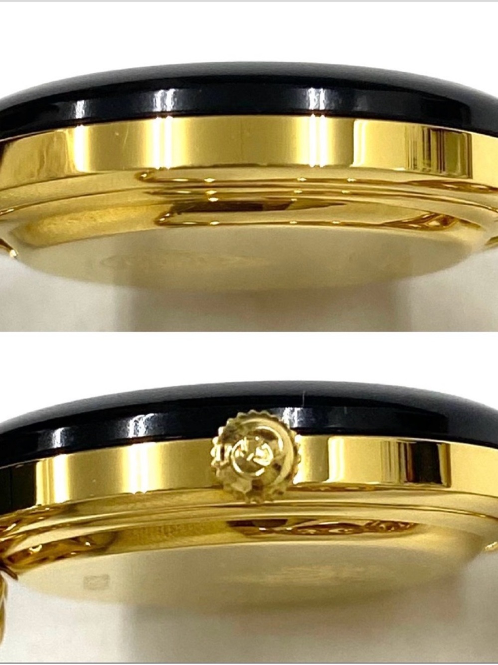 Gucci Gold Bracelet Watch with Interchangeable Bezels in Black, Red, Blue, Green - Picture 4 of 7